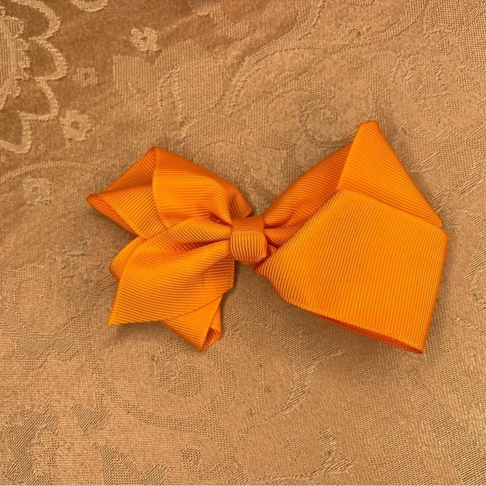 SET OF 4 HAIR BOWS CHEER PINK ORANGE COLORFUL